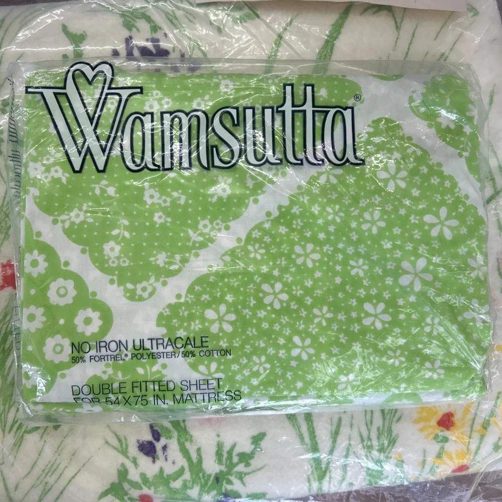 VTG Bedding Lot St Mary's Watercolor Whisper Blanket Wamsutta Sheet Pillowcases